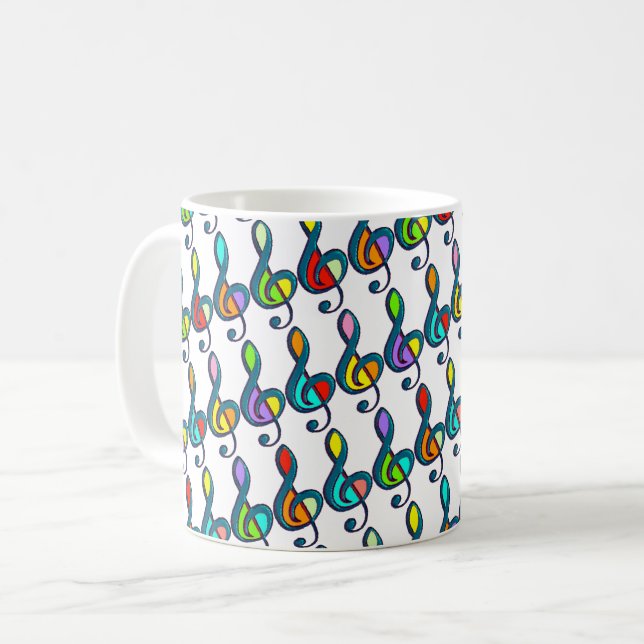 Caneca De Café cores G clef Music Notes (Frente Esquerda)