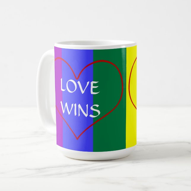 Caneca De Café Cores LGBT AMAM VÊ Café Mug (Frente Esquerda)