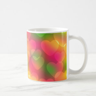 Caneca De Café Cores Loucas Corações Bokeh COFFEE MUG