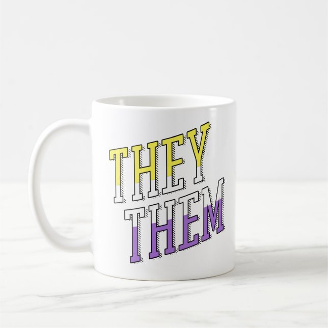 Caneca De Café Cores Não Binárias Eles Elas (Esquerda)