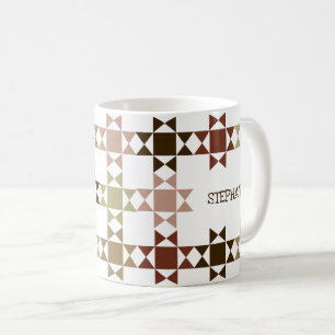 Caneca De Café Cores Neutrais de Quilt de Amish Personalizadas