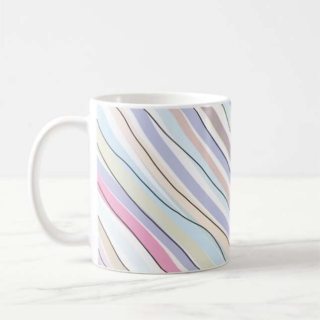 Caneca De Café Cores Pastéis Onduladas (Esquerda)