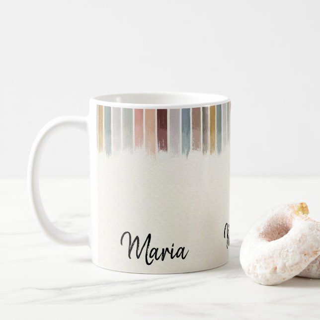 Caneca De Café Cores Pastel Stripe Mug (Com Donut)