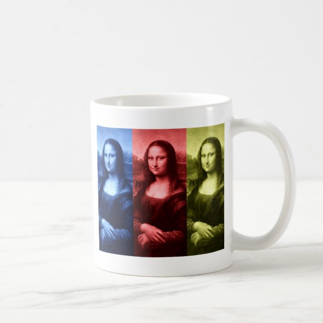 Caneca De Café Cores Primárias da Mona Lisa (Direita)