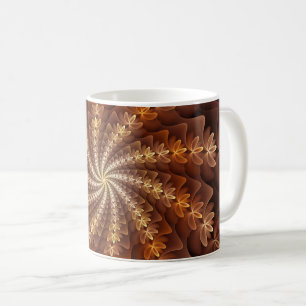 Caneca De Café Cores Quentes, Padrão de Arte Fractal Moderna Trip