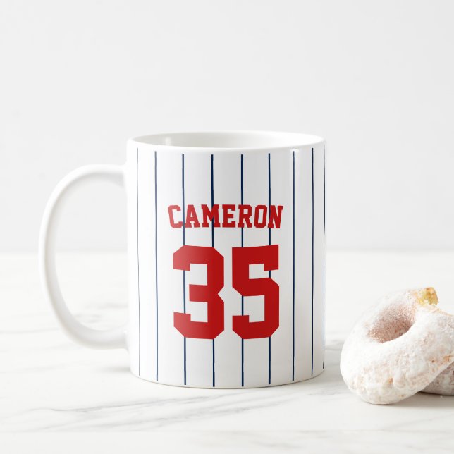 Caneca De Café Cores Totalmente Editáveis Baseball Jersey Stripes (Com Donut)