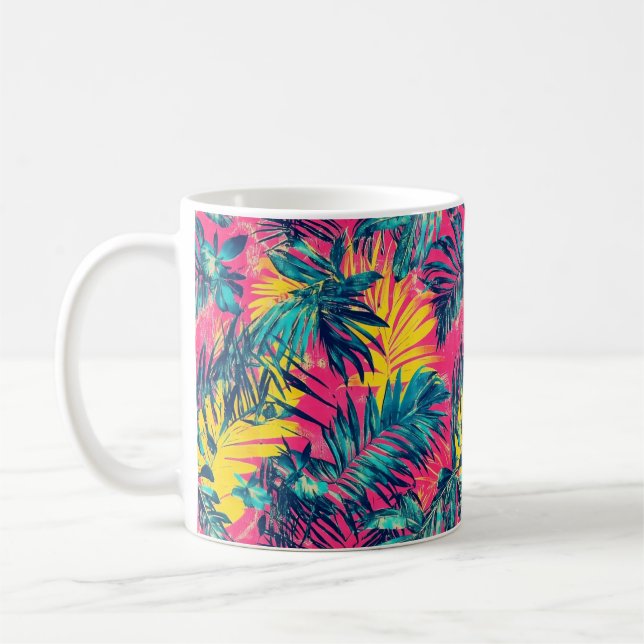 Caneca De Café Cores Vibrantes Padrão Exótico (Esquerda)