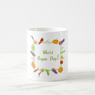Caneca De Café Coreta Minimalista do Dia da Vegetariana Romântica