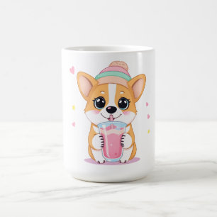 Caneca De Café Corgi Adorável Aproveitando um Smoothie