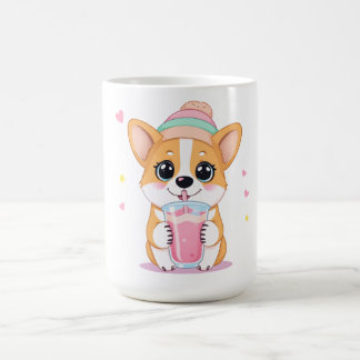 Caneca De Café Corgi Adorável Aproveitando um Smoothie