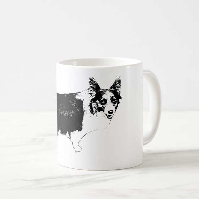 Caneca De Café Corgi Alegre sob as Estrelas (Frente Esquerda)