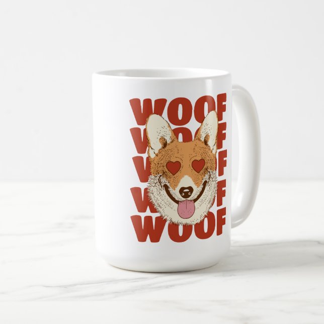 Caneca De Café CORGI AMOR woof (Frente Esquerda)