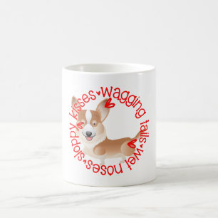Caneca De Café Corgi, beijos desleixados