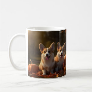 Caneca De Café Corgi Cachorro Outono Delícia Abóbora
