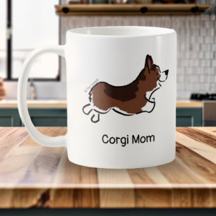 Caneca De Café Corgi Cartoon Simples Personalizado Branco