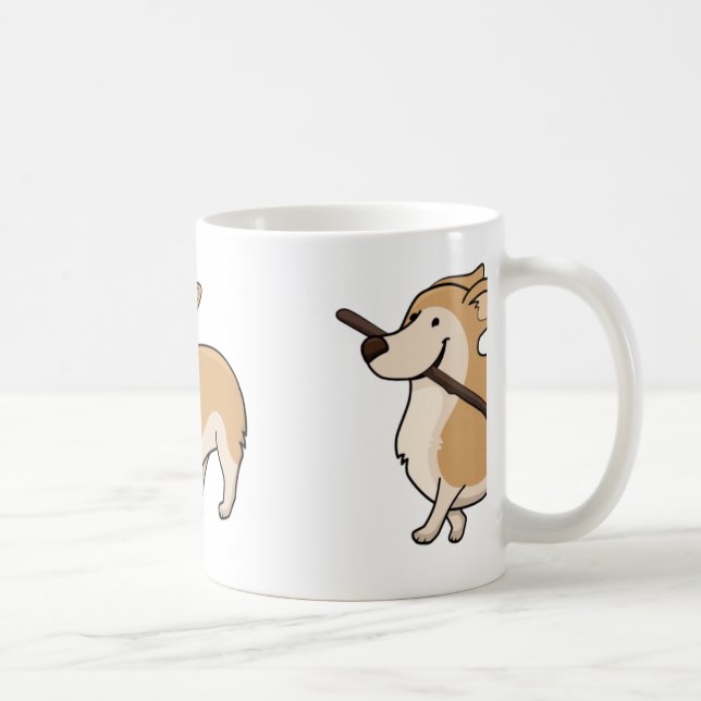 Caneca De Café corgi cartoon w stick (Direita)