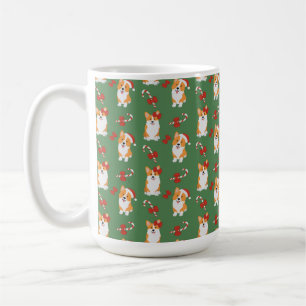Caneca De Café Corgi Christmas Candy Cane Pattern