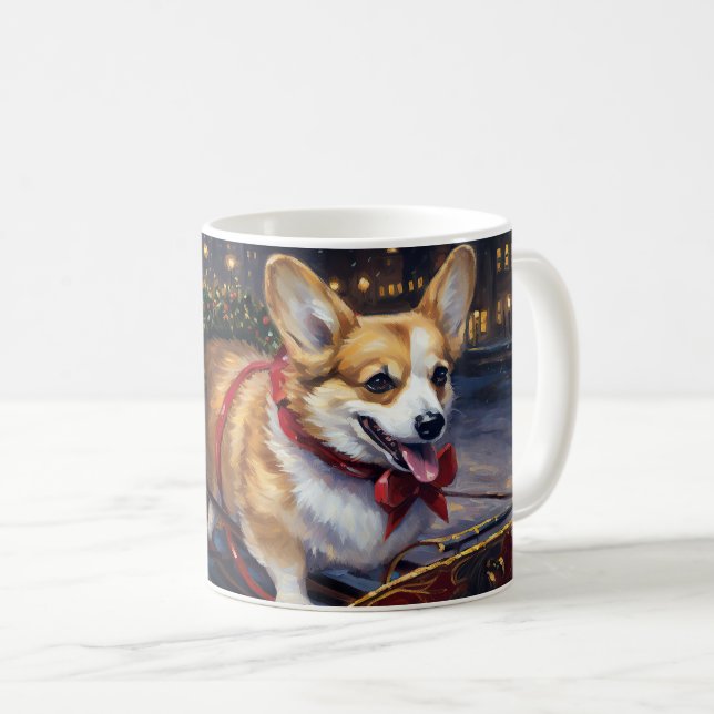 Caneca De Café Corgi Christmas Fesason Season (Frente Esquerda)