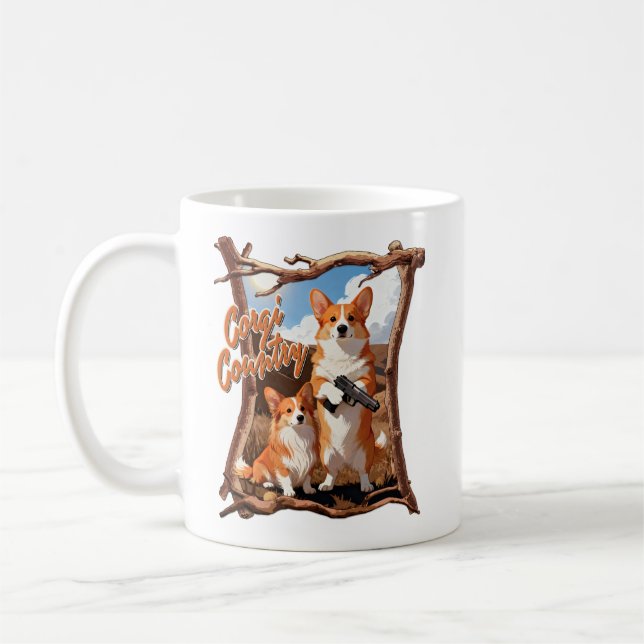 Caneca De Café Corgi Country – Funny Corgi Tee, Rustic Americana (Esquerda)