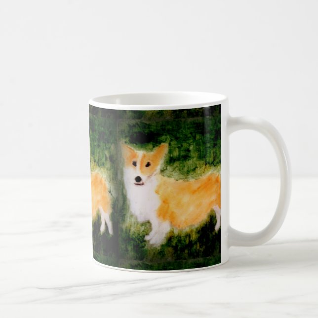 Caneca De Café Corgi de Arte de Cães Bons (Direita)
