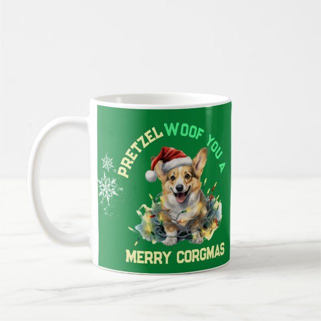 Caneca De Café Corgi de Papais noeis de Natal Personalizáveis (Esquerda)