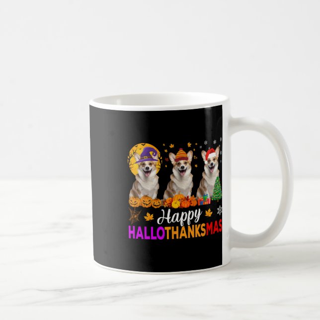 Caneca De Café Corgi Dog Halloween Natal Hallothanksmas (Direita)