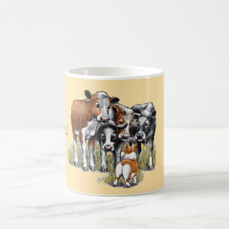 Caneca De Café Corgi e as vacas