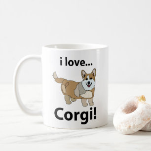 Caneca de Café Corgi Eu Amo Corgi