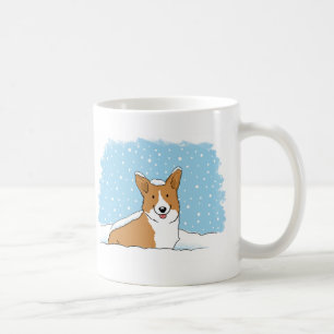 Caneca De Café Corgi Feliz na Neve Cachorro Fofinho de Férias d