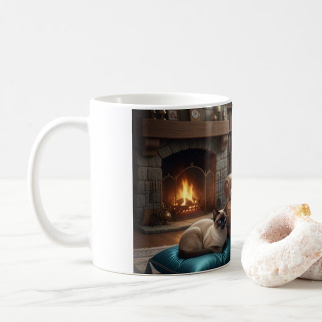 Caneca De Café Corgi lê para gato (Com Donut)