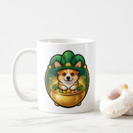 Caneca De Café Corgi Leprechaun Pot of Gold St. Patrick’s Day T
