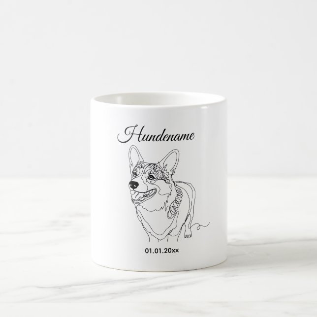 Caneca De Café Corgi Line Art personalized dog (Centro)