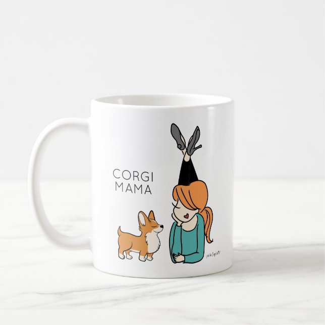 Caneca De Café Corgi Mama Personalizada Coffee Mug (Esquerda)
