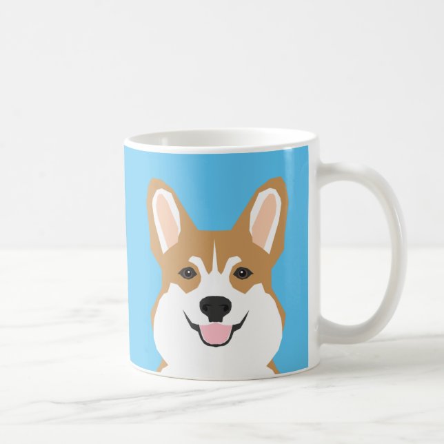 Caneca De Café Corgi Mug - Aqua Turquoise Corgi Mug (Direita)