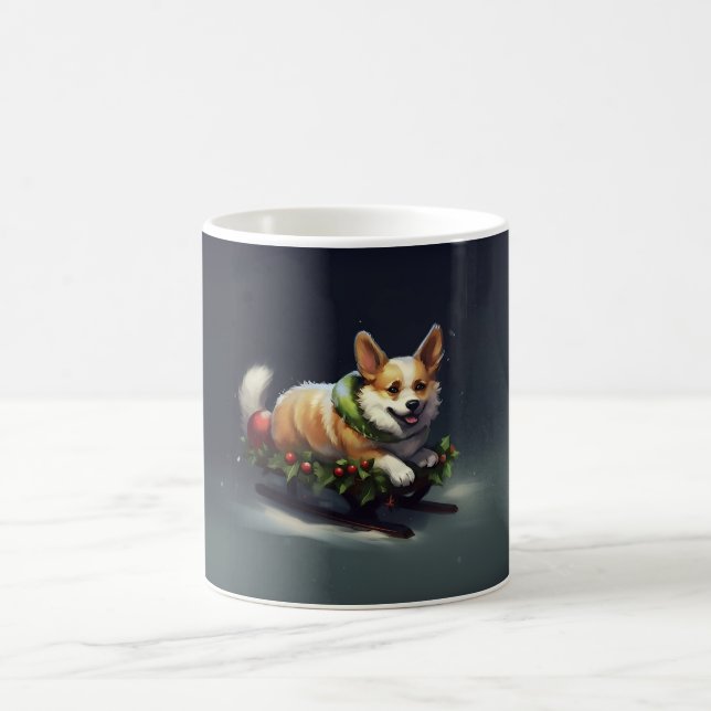 Caneca De Café Corgi Natal Inverno de Neve (Centro)