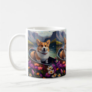 Caneca De Café Corgi num Caiaque: Uma Aventura Cênica