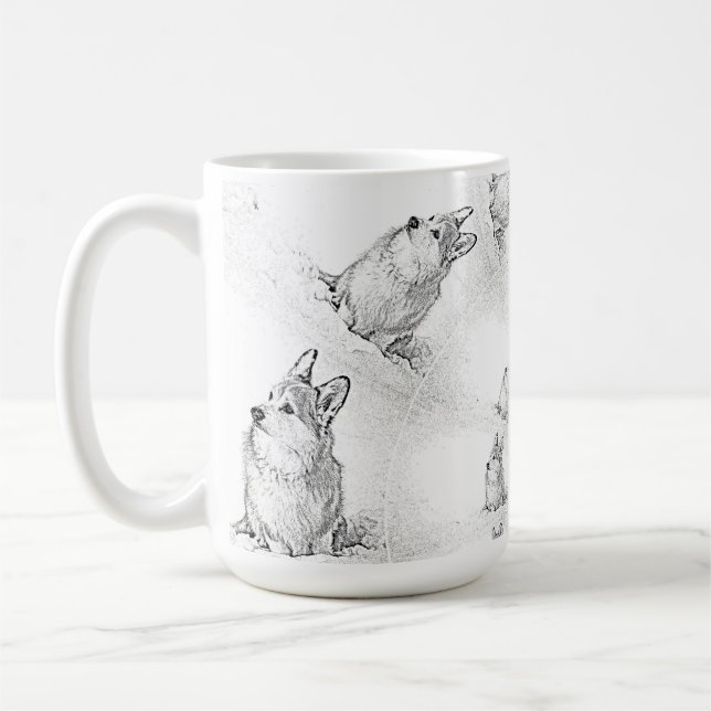 Caneca De Café Corgi - Padrão espiral grande (Esquerda)