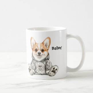Caneca De Café Corgi Personalizado de Cachorro Disfarçado de Hall