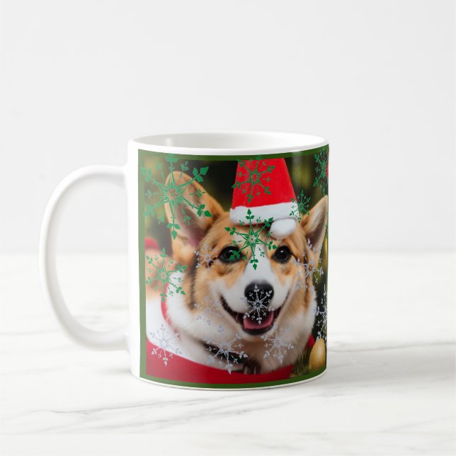 Caneca De Café Corgi sorrindo de natal (Esquerda)