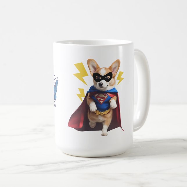 Caneca De Café Corgi Super Hero (Frente Esquerda)