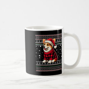 Caneca De Café Corgi Ugly Funny Santa Hat Buffalo Xadrez Natal