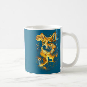 Caneca De Café Corgi uivando para a lua vintage 90s cachorro engr