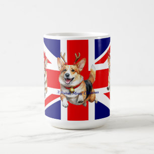 Caneca De Café Corgis de Natal Britânico com galhardeiros de rena