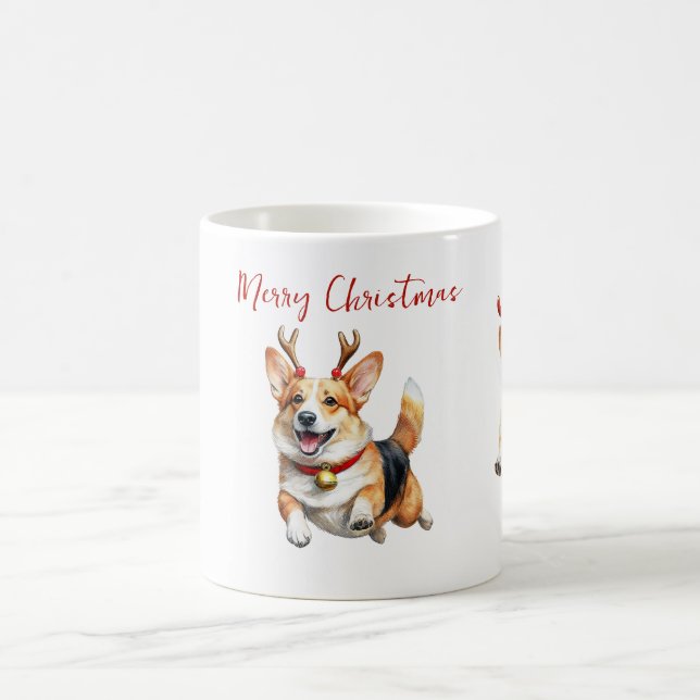 Caneca De Café Corgis de Natal com galhardetes de Reindeer (Centro)