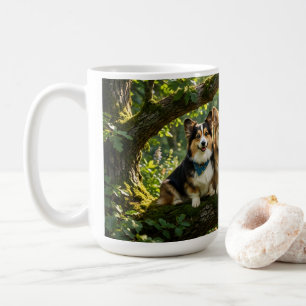 Caneca De Café Corgis e Pássaro