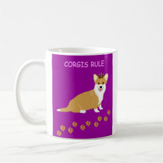Caneca De Café Corgis Reinam Roxo