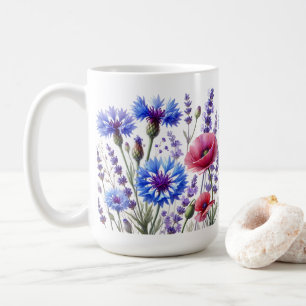 Caneca De Café Cornflower Floral Watercolor Flores selvagens Boni