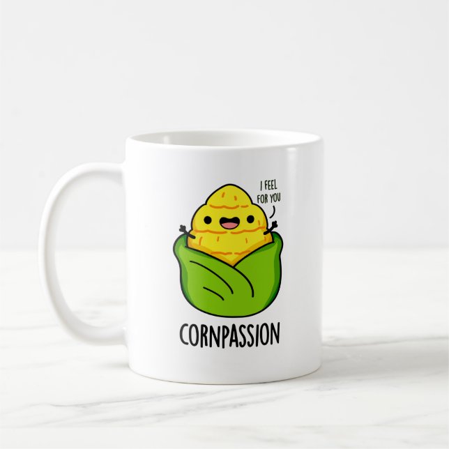 Caneca De Café Cornpaixão Funny Compaixão Milho Pun (Esquerda)