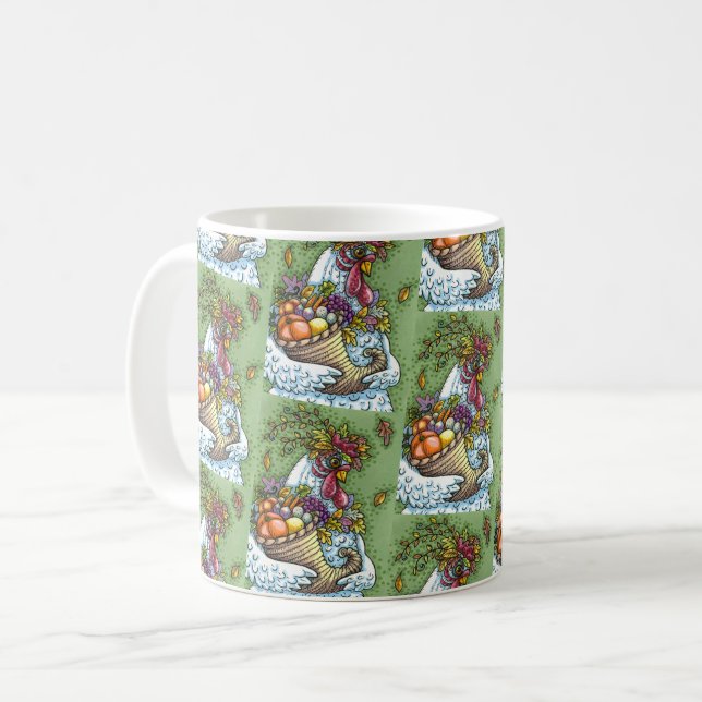 CANECA DE CAFÉ CORNUCOPIA HEN, OBRIGADO A COLHEITA DE GALINHA (Frente Esquerda)