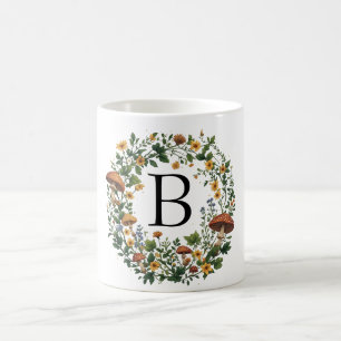 Caneca De Café Coroa de Cogumelo Floral Personalizada Cottagecore